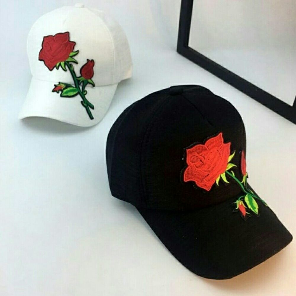 2 SET - ROSE EMBROIDERY BASEBALL CAP